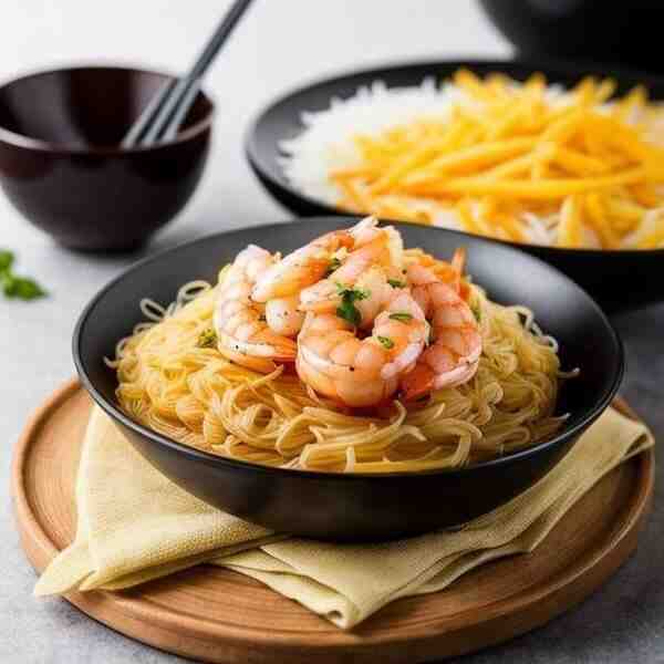 Креветки фри в рисовой лапше